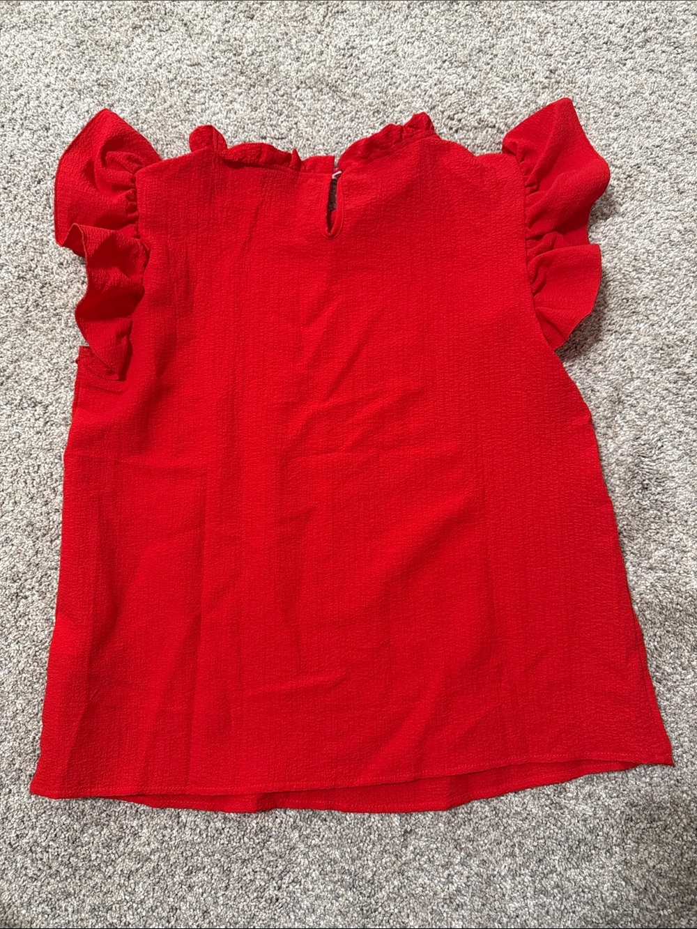 Red Ruffle Sleeve Top - Picture 2 of 3